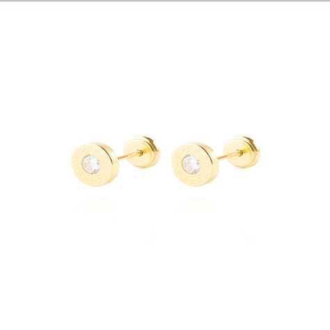 Aros de Oro 18kt Circón 6 bisel ancho mex-0