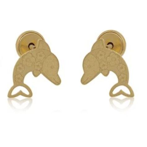 Aros de Oro 18 kt  Modelo Delfines estampado-0