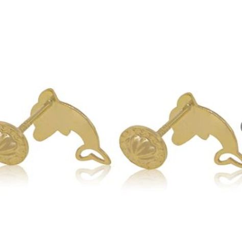 Aros de Oro 18 kt  Modelo Delfines estampado-1