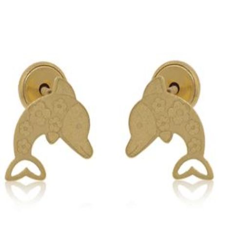 Aros de Oro 18 kt  Modelo Delfines estampado-2