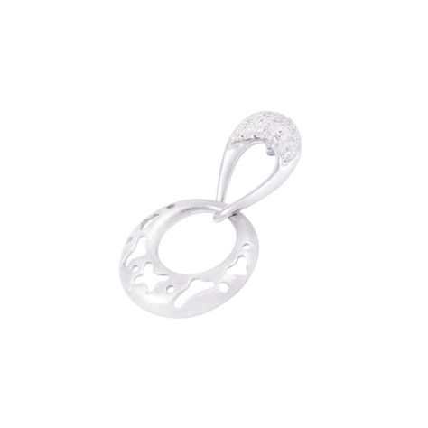 Colgante Oro Blanco Diseño Circulo y Diamantes 5x1 Pts-0