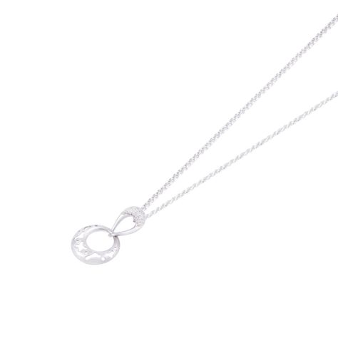 Colgante Oro Blanco Diseño Circulo y Diamantes 5x1 Pts-1