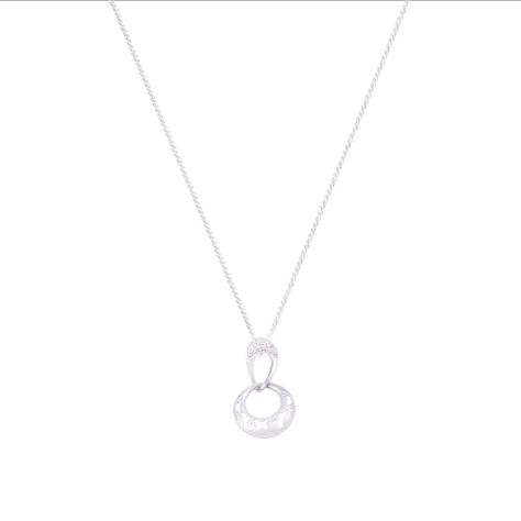 Colgante Oro Blanco Diseño Circulo y Diamantes 5x1 Pts-2