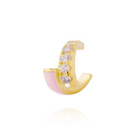 Aros Plata Esterlina 925 Individual Esmaltado Revestido en Oro 18kt-0