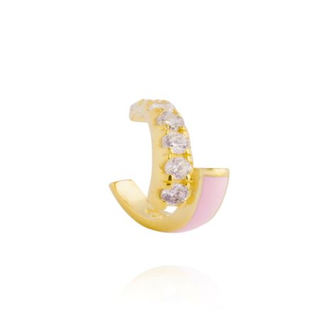 Aros Plata Esterlina 925 Individual Esmaltado Revestido en Oro 18kt-2