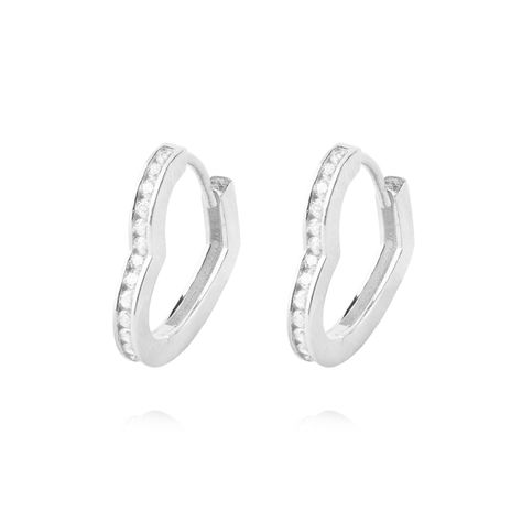 Aros Oro Blanco 18kt Corazón Circonitas-0