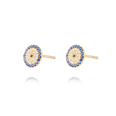 Aros de Oro 18kt Plato Circonitas y Zafiro-0