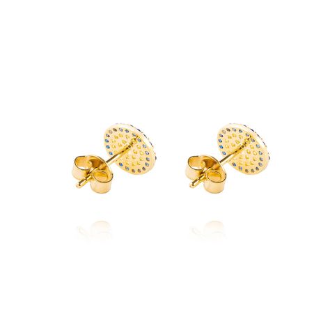 Aros de Oro 18kt Plato Circonitas y Zafiro-2