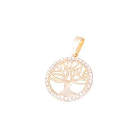 Colgante de Oro de 18kt Circonitas Arbol de la vida grande-0