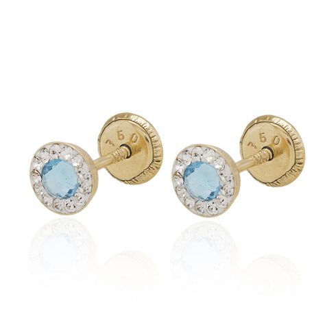 Aros de Oro 18kt Circulo de Agua Marina-1