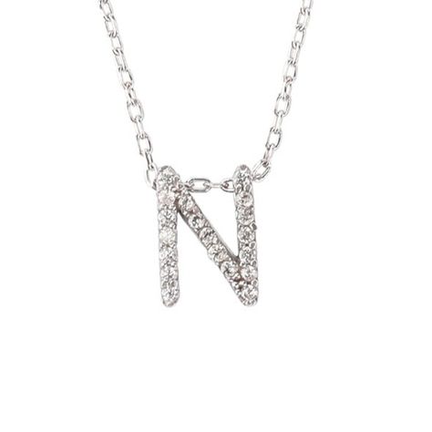 Collar de Plata Esterlina 925 Letra N Circon-2