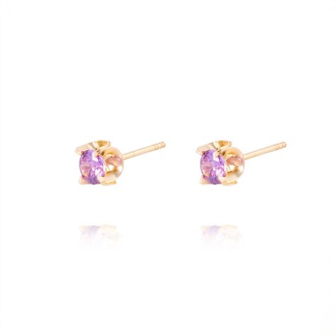 Aros de Oro 18kt Amatista 4MM-1