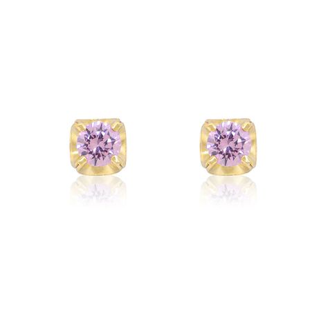 Aros de Oro 18kt Chaton Rosa de Francia de 2,5mm-0