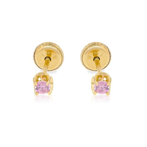 Aros de Oro 18kt Chaton Rosa de Francia de 2,5mm-1