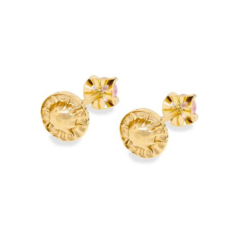 Aros de Oro 18kt Chaton Rosa de Francia de 2,5mm-2