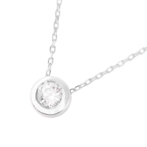 Collar de Oro Blanco 18kt con Diamantes de Punto de Luz 12 Pts-1