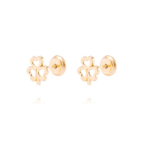 Aros de Oro de 18kt Modelo trebolcito-0