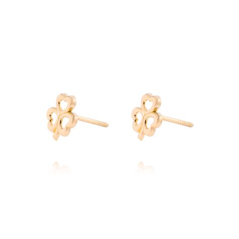 Aros de Oro de 18kt Modelo trebolcito-1