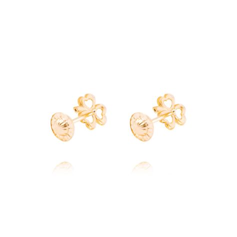 Aros de Oro de 18kt Modelo trebolcito-2