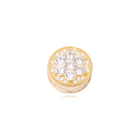Dije de Plata broche Flor con Circonita Revestido en Oro 18kt-0