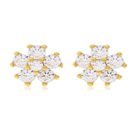 Aros de Oro 18kt Modelo Flor 6 circones-0