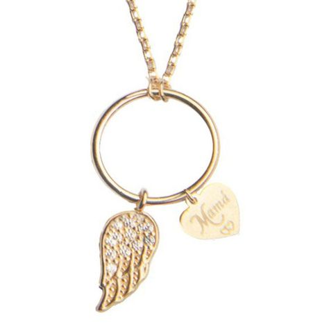 Collar de Oro 18kt Ala Circonita Mamá-1