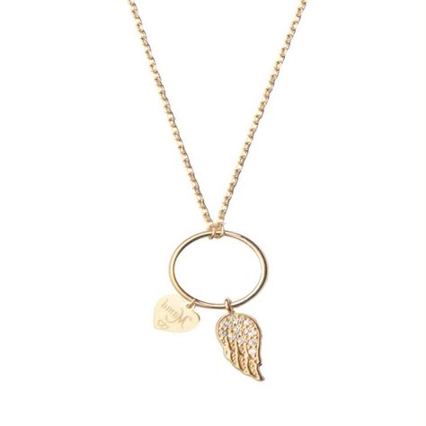 Collar de Oro 18kt Ala Circonita Mamá-2