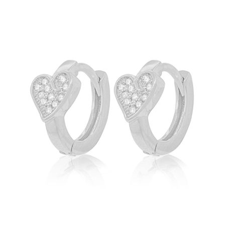 Aros de Plata Esterlina 925 Corazón con Circonita-0