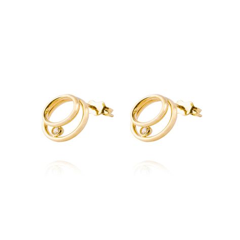 Aros de Oro 18kt Modelo Resorte con Circón-0