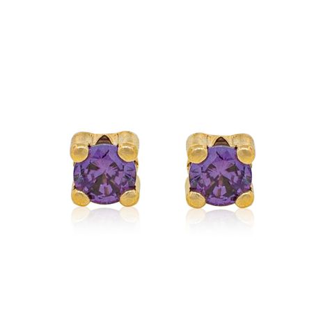 Aros de Oro 18kt Amatista Piedra 2,5mm-0