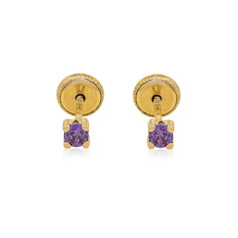 Aros de Oro 18kt Amatista Piedra 2,5mm-1