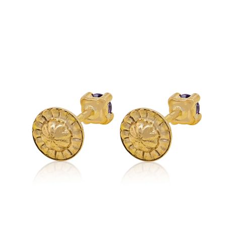 Aros de Oro 18kt Amatista Piedra 2,5mm-2
