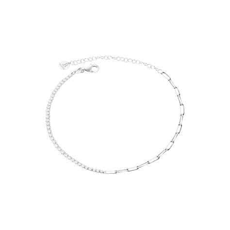Pulsera de Plata Esterlina 925 Medio Riel Circonitas-0
