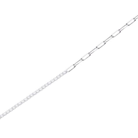 Pulsera de Plata Esterlina 925 Medio Riel Circonitas-1