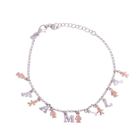 Pulsera de Plata Esterlina 925 Letras Familia-0