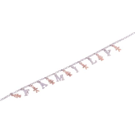 Pulsera de Plata Esterlina 925 Letras Familia-1
