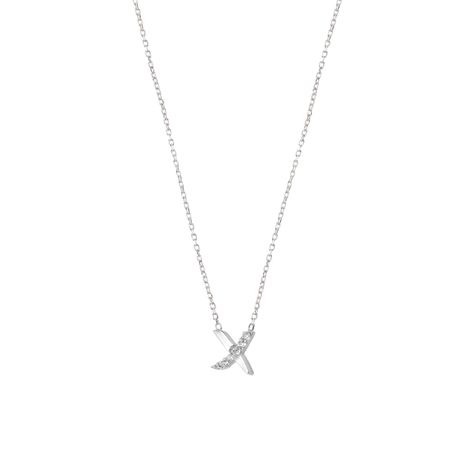 Collar de Plata Esterlina 925 Letra X Circon-0