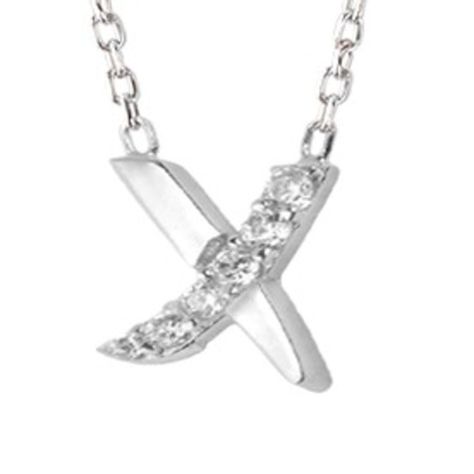 Collar de Plata Esterlina 925 Letra X Circon-2