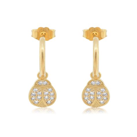 Aros de Plata Esterlina 925 Chinita Circonita Revestida en Oro-0