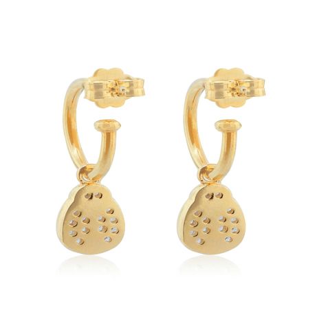 Aros de Plata Esterlina 925 Chinita Circonita Revestida en Oro-1