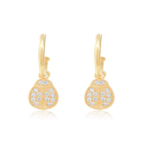 Aros de Plata Esterlina 925 Chinita Circonita Revestida en Oro-2