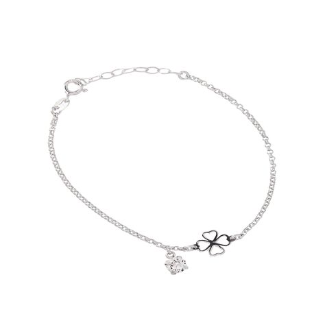 Pulsera de Plata Esterlina 925 Trébol Circonita-0