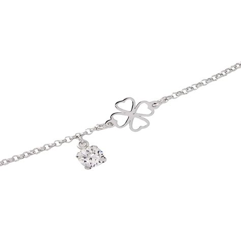 Pulsera de Plata Esterlina 925 Trébol Circonita-1