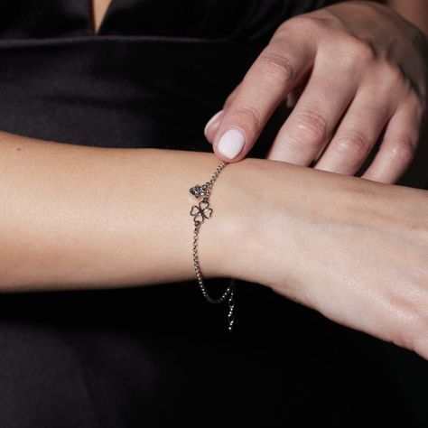 Pulsera de Plata Esterlina 925 Trébol Circonita-3