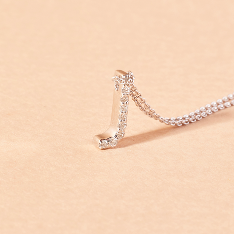 Collar Oro Blanco 18kt Diamantes Letra J 5 Pts | Danielle Costantini-0