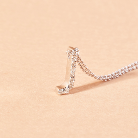 Collar Oro Blanco 18kt Diamantes Letra J 5 Pts | Danielle Costantini-2