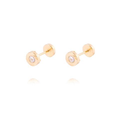 Aros de Oro de 18kt Modelo Satinado con Circón-0