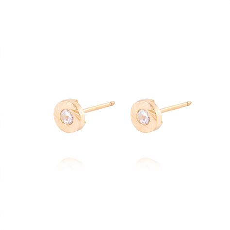 Aros de Oro de 18kt Modelo Satinado con Circón-1