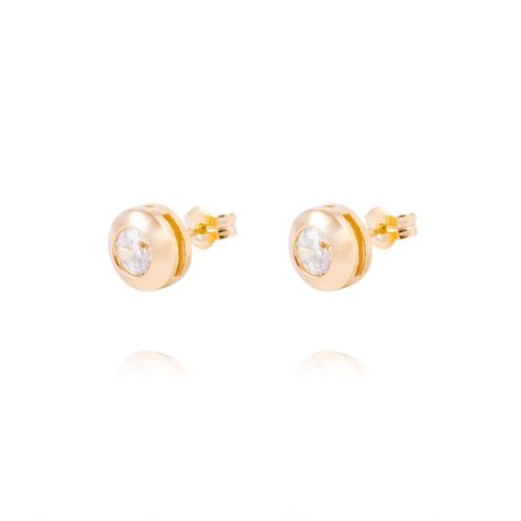 Aros de Oro 18kt Con Circonitas 5mm Punto De Luz-0