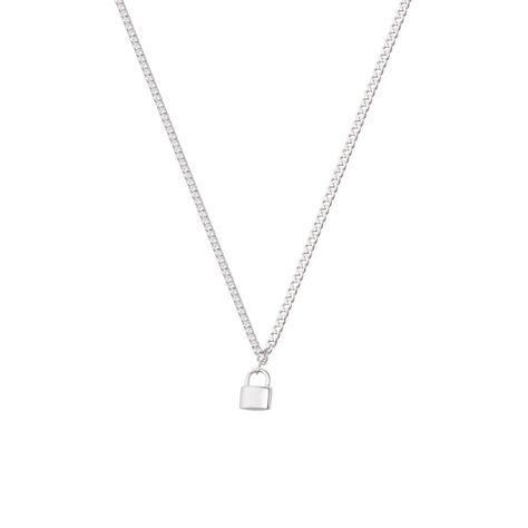 Collar de Plata Esterlina 925 Candado Circon-0